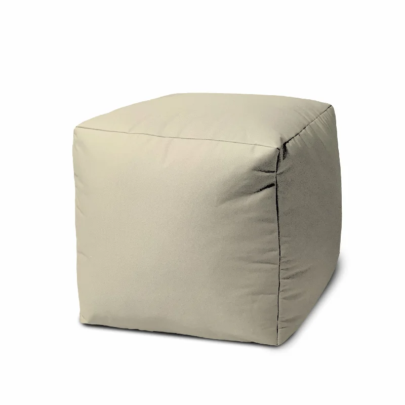 Canvas Cube Outdoor Pouf Cover - Ivory