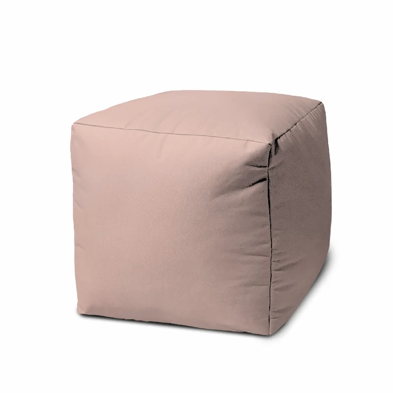 Canvas Cube Outdoor Pouf Cover - Pale Pink