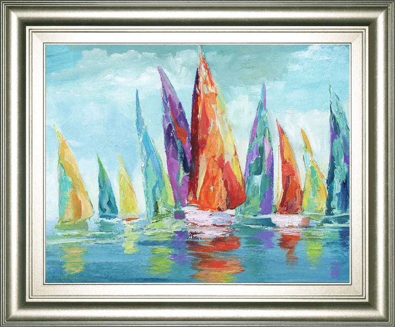 Fine Day Sailing I By Nan - Framed Print Wall Art - Light Blue