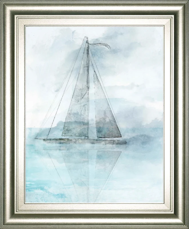 Sailing Boat II By Ken Roko - Framed Print Wall Art - Pearl Silver